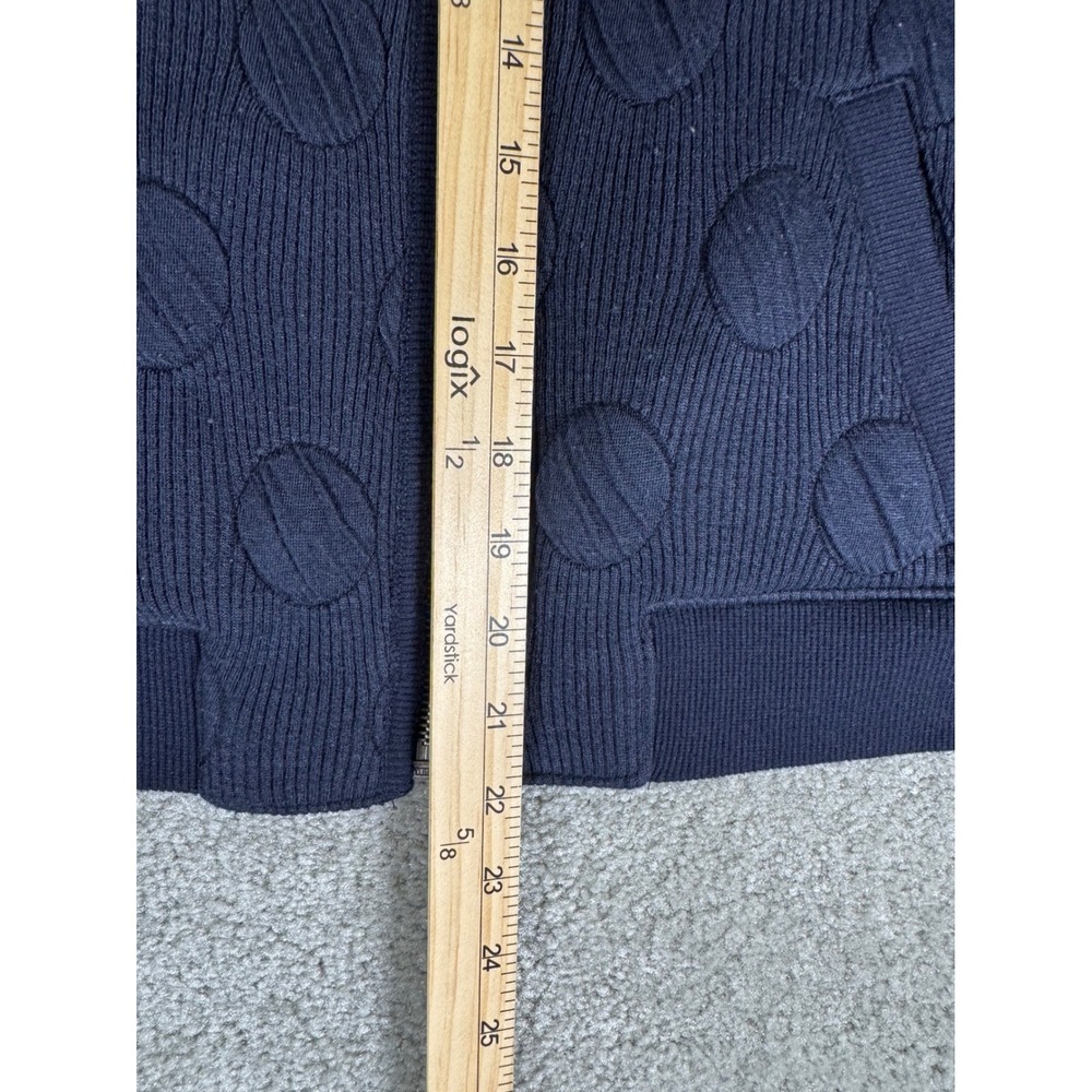 Anthropologie Saturday Sunday Navy Blue Raised Circle Jacquard Bomber Jacket XS - Picture 5 of 8